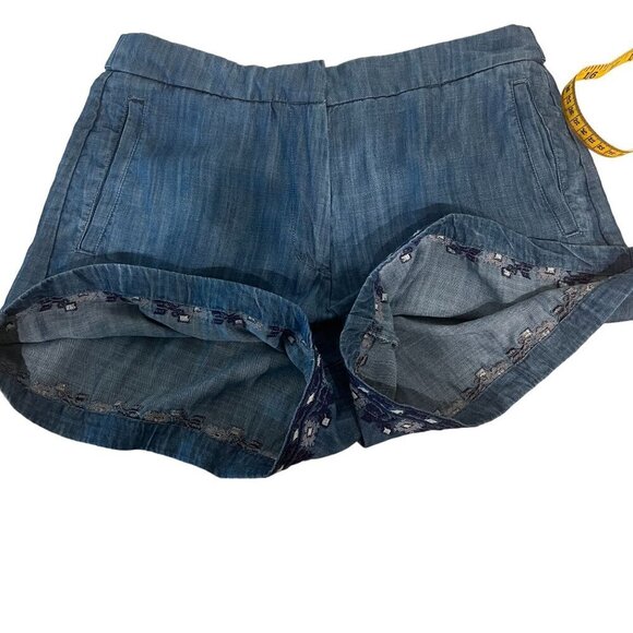 Kaari Blue Embroidered‎ Denim/Chambray Shorts Women's Size 6 - Picture 10 of 16